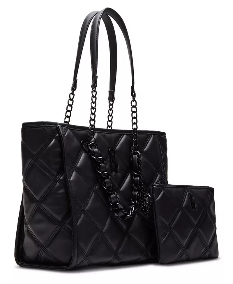 Katt Faux Leather Quilted Tote with Pouch